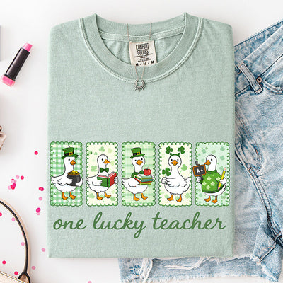 One Lucky Teacher Ducks DTF Transfer - Ready to Press St. Patrick's Day Designs