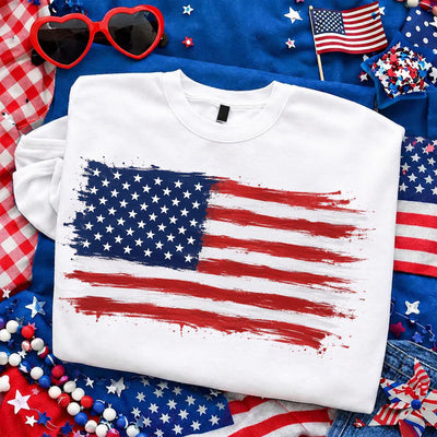Stars and Bars Ink Splatter Flag DTF Transfer | Ready to Press Grunge Patriotic Graphic