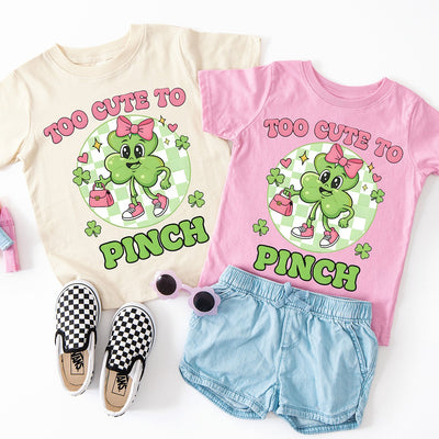 Too Cute to Pinch Retro Clover DTF Transfer | Ready to Press St Patricks Day Designs