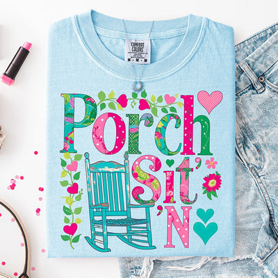 Colorful Porch Sit'n Rocking Chair DTF Transfer - Ready to Press
